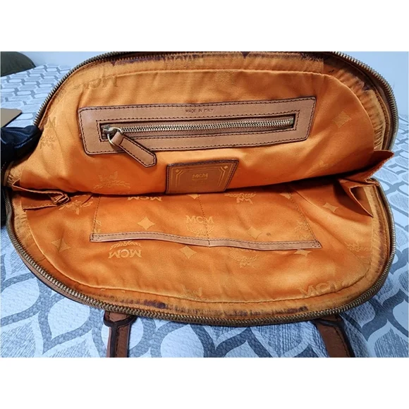 MCM Visetos Large Heritage Bowler Bag Cognac - Picture 15 of 16